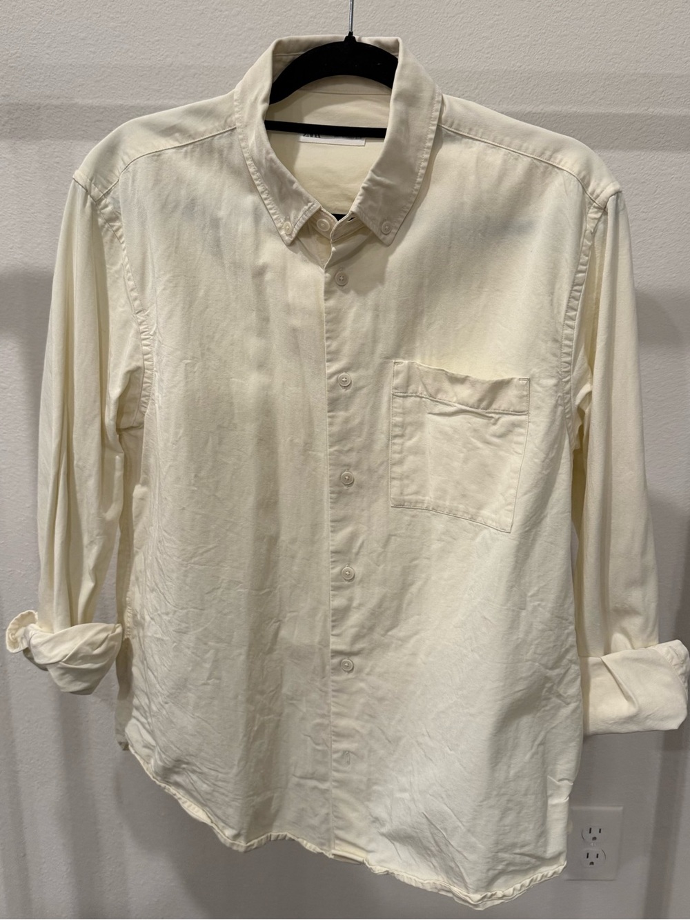 Zara Men's Button-Down Shirt in Cream